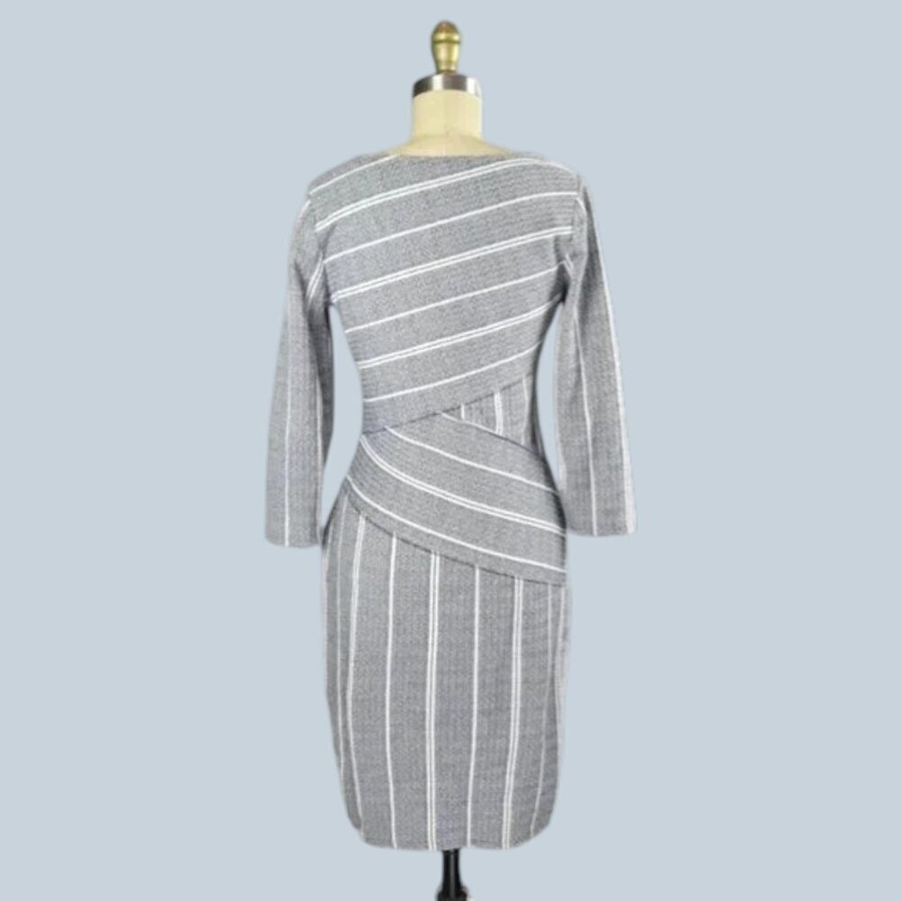 MAEVE ANTHROPOLOGIE WRAPPED STRIPED COLUMN DRESS - Picture 5 of 7